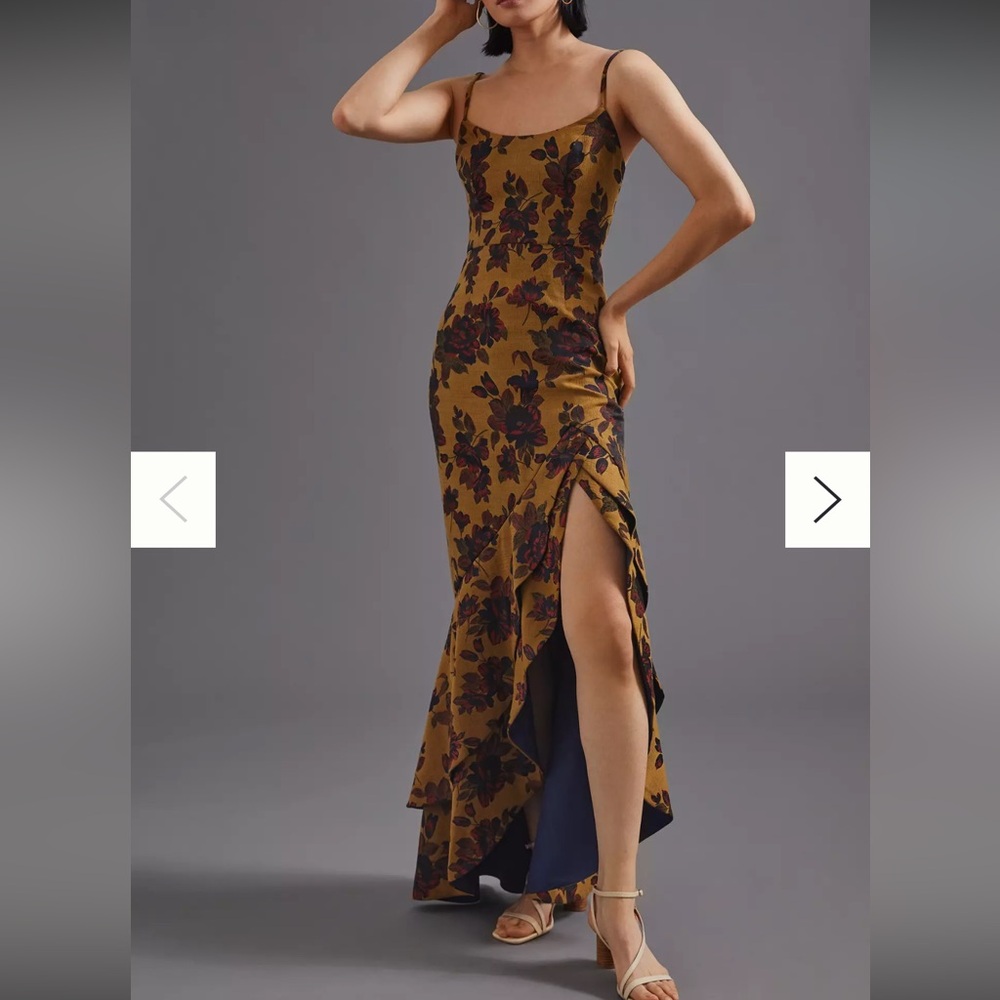 Hutch Floral Brown Jacquard Slip Dress